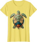 Women's Chilling At Turtle Pace Laid-Back Turtle Design T-Shirt - Lemon Yellow