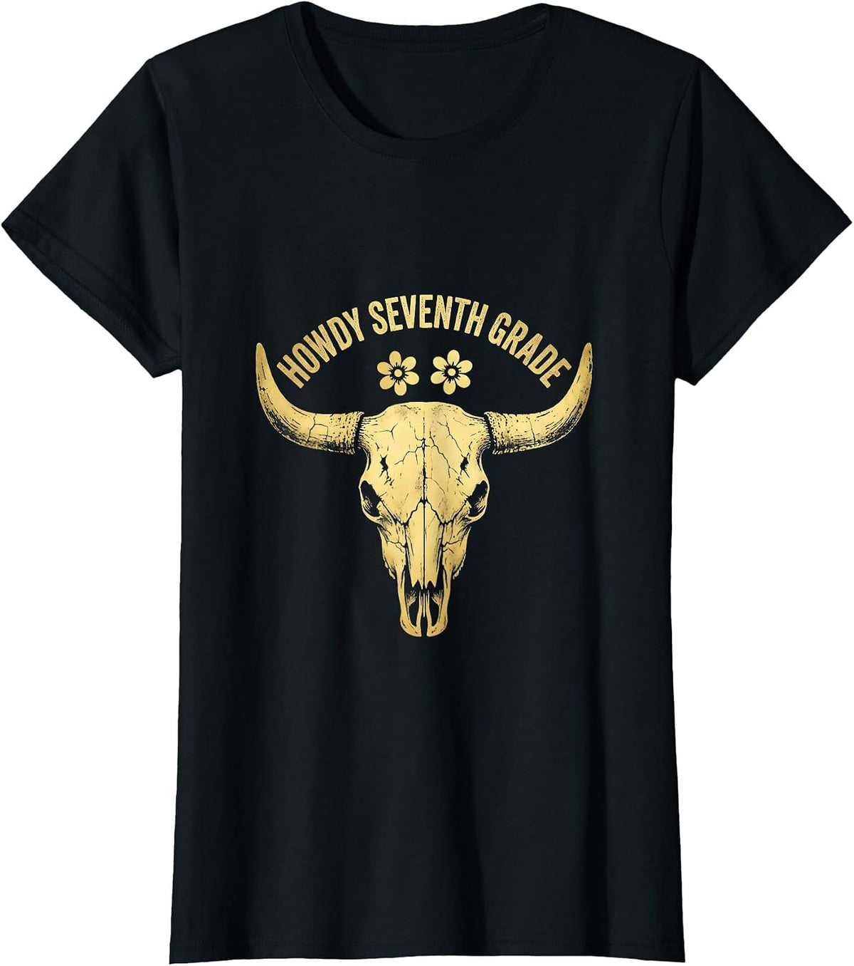 Women's Howdy Seventh Grade Boho Western Teacher Back To School T-Shirt - Black