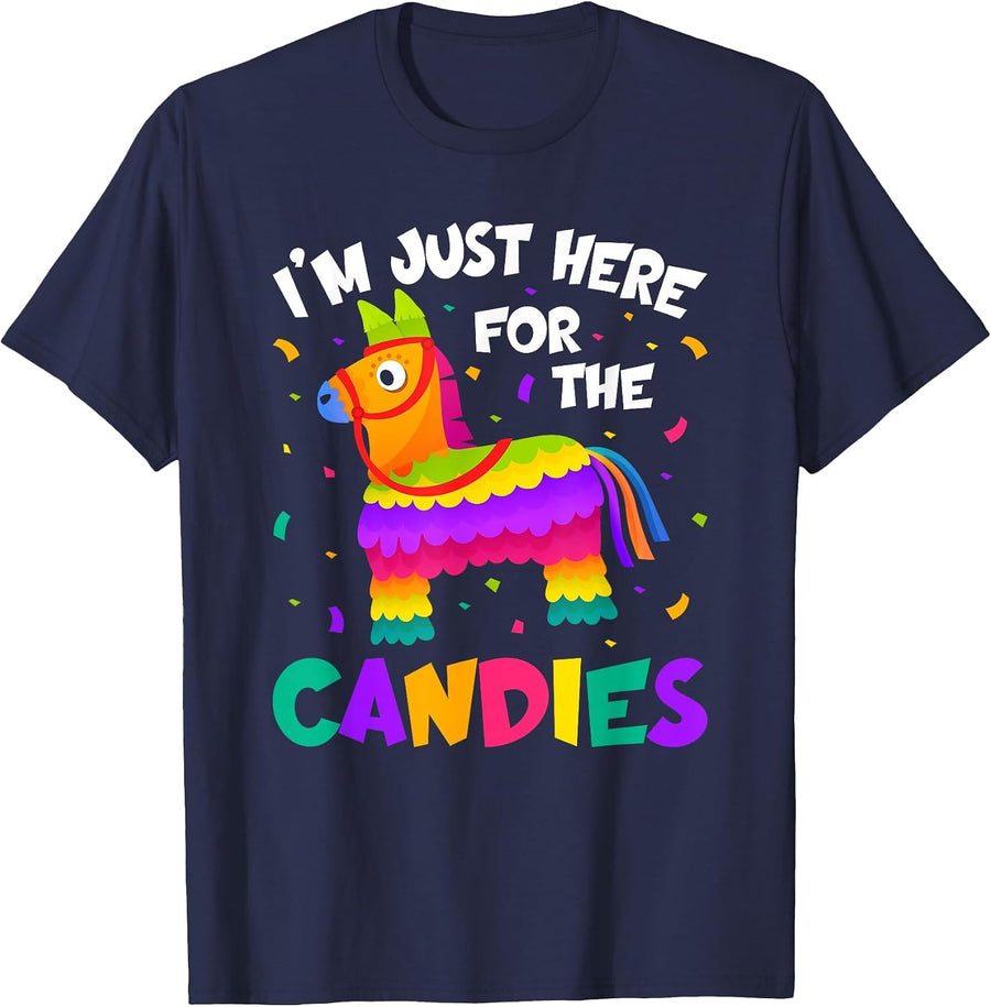 Pinata I'm Just Here for The Candies Llama T-Shirt - Navy Blue