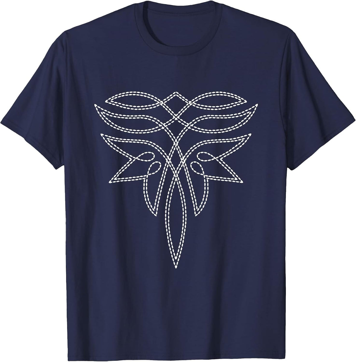 Boot Stitch Western Graphic Rodeo for Cowgirl Boho Country T-Shirt - Navy Blue