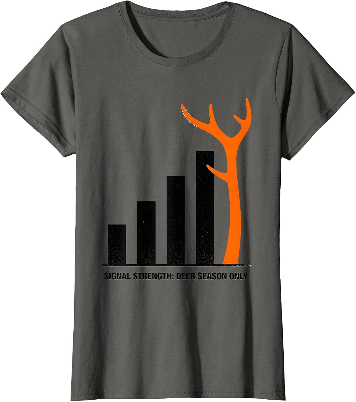 Women's Signal Strength: Deer Season Only Funny Hunting Dad Camo T-Shirt - Asphalt Grey