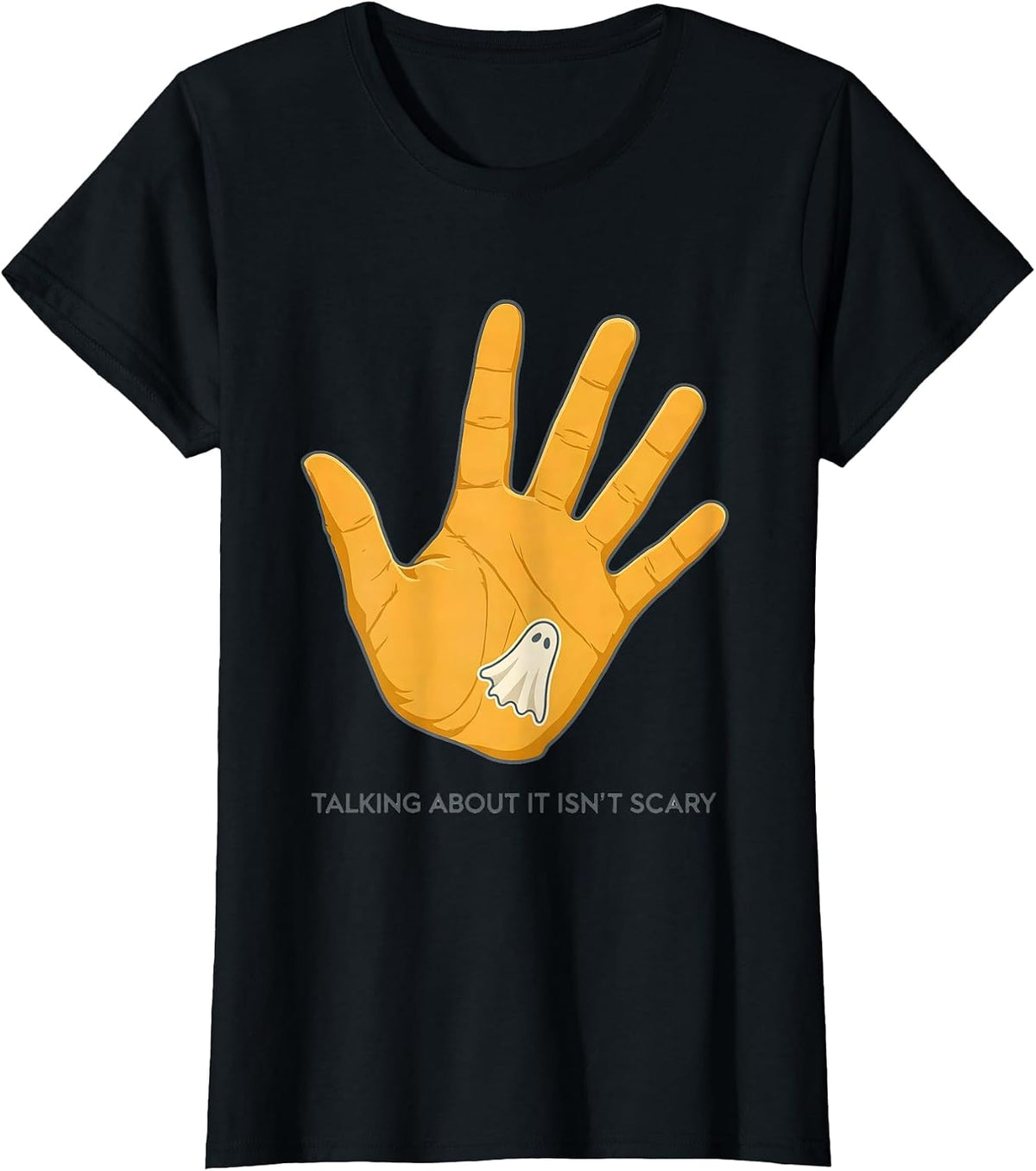 Women's Talking About It Isn't Scary Mental Health Halloween T-Shirt - Black