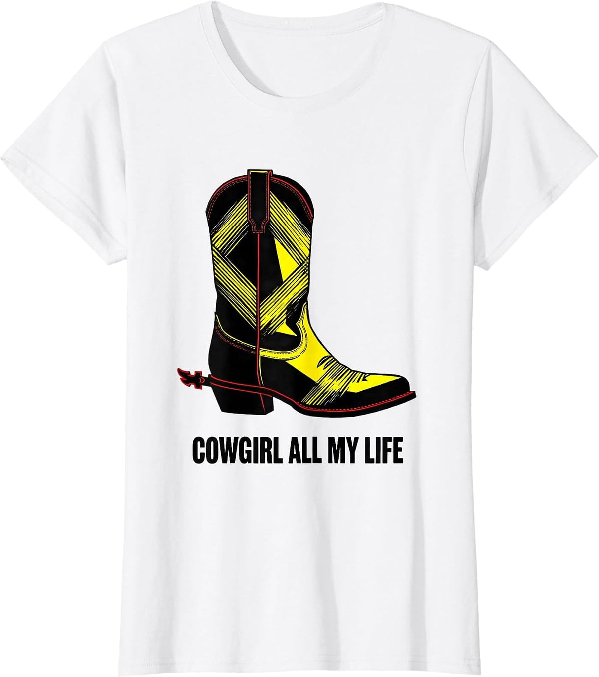 Cowgirl All My Life Stencil Western Pride Rodeo Gift T-Shirt - White