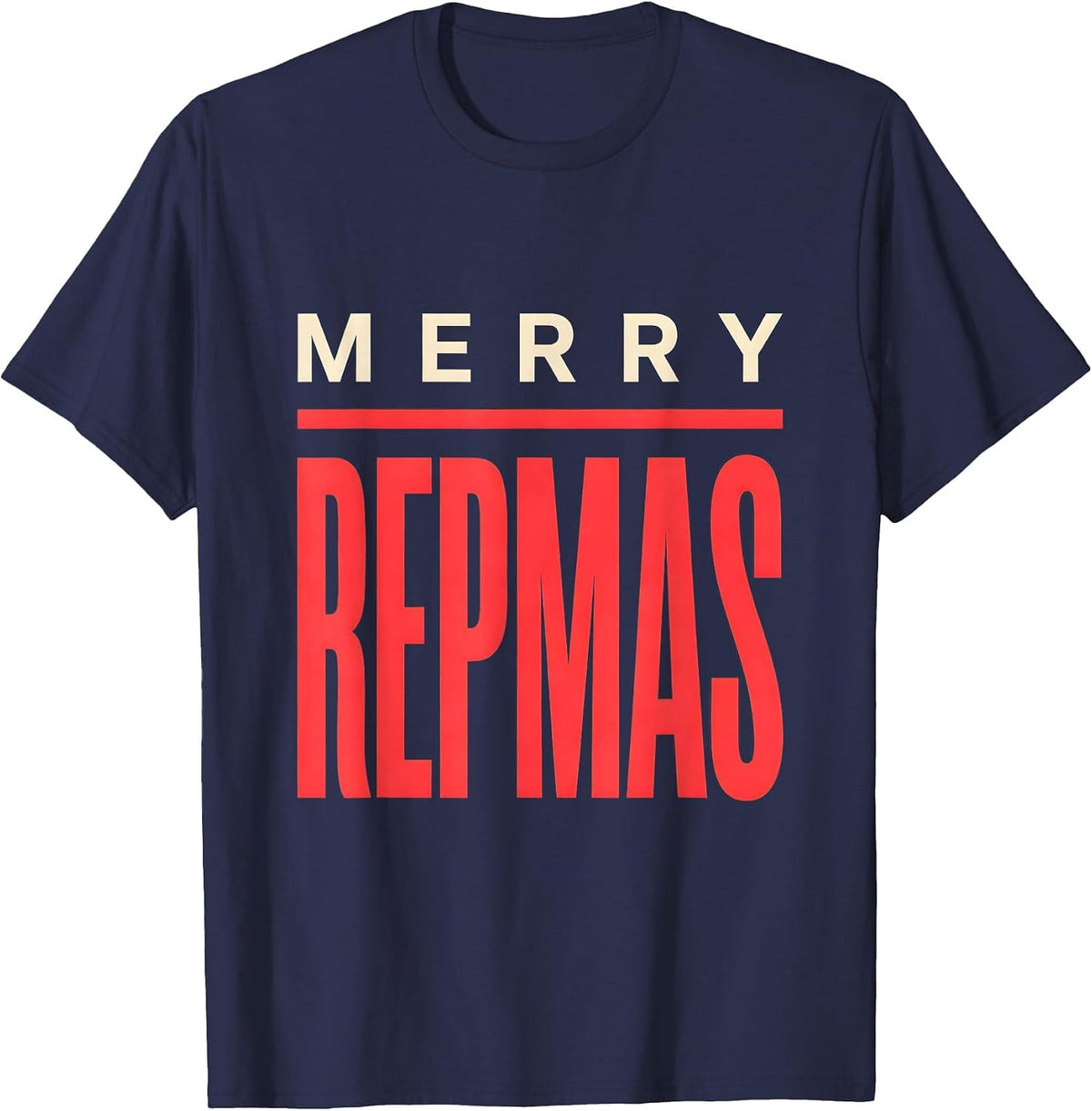 Men's Merry Repmas Funny Christmas Gym Weightlifting Fitness Gift T-Shirt - Navy Blue