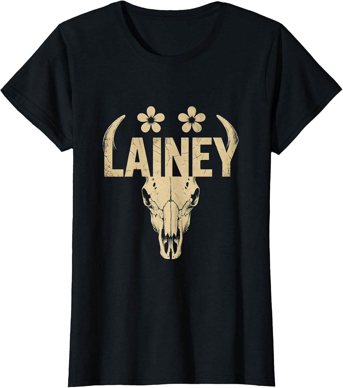 Women's Lainey Boho Western Cowgirl Personalized Gift for Girls T-Shirt - Black