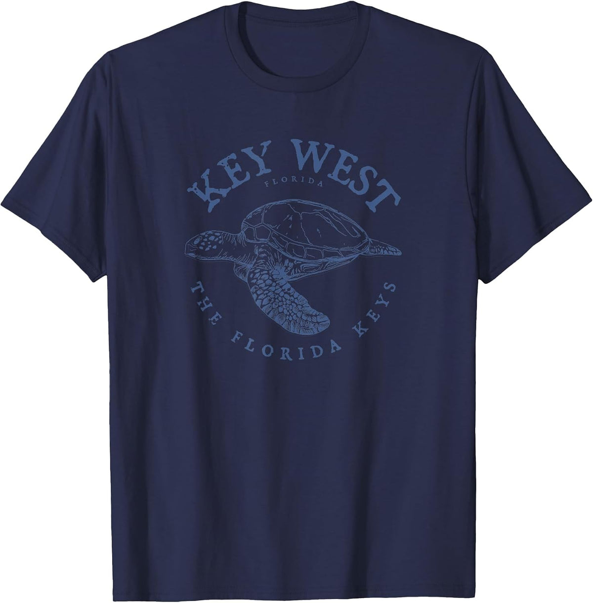 Key West Turtle Florida Keys Scuba Fishing Diving Tee T-Shirt - Navy Blue