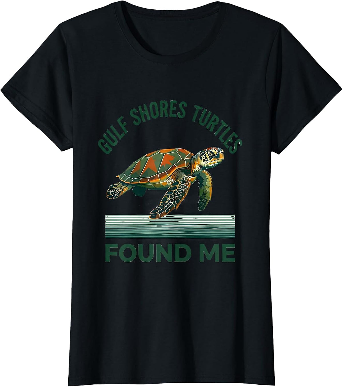 Women's Gulf Shores Turtles Found Me Nature Outdoor Sea Turtle Lover T-Shirt - Black