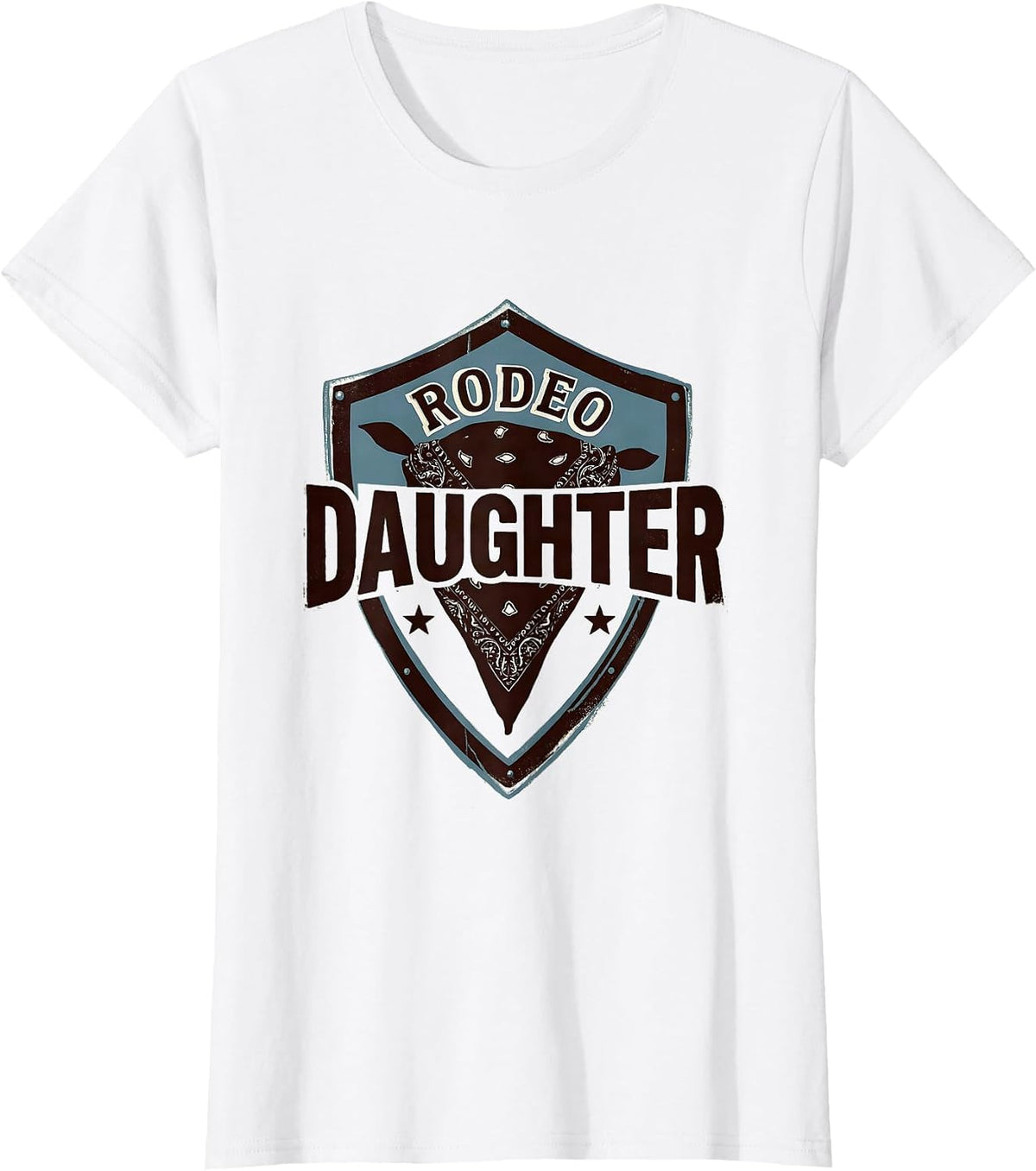 Women's Rodeo Daughter Stencil Graphic Cowgirl Birthday Party Family T-Shirt - White