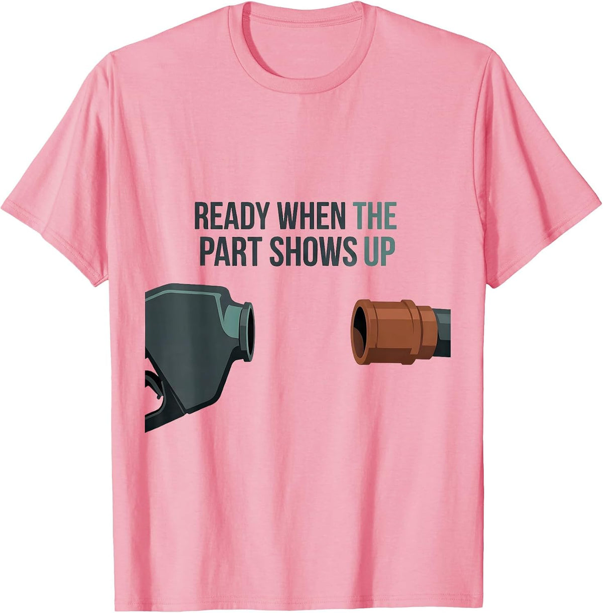 Men's Ready When The Part Shows Up Funny Mechanic Skeleton Auto T-Shirt - Pink