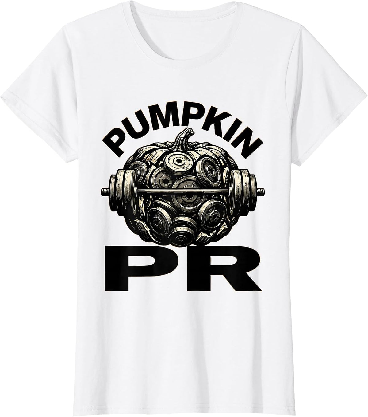 Pumpkin PR Brutalist Graphic Halloween Gym Workout Pun Funny T-Shirt - White