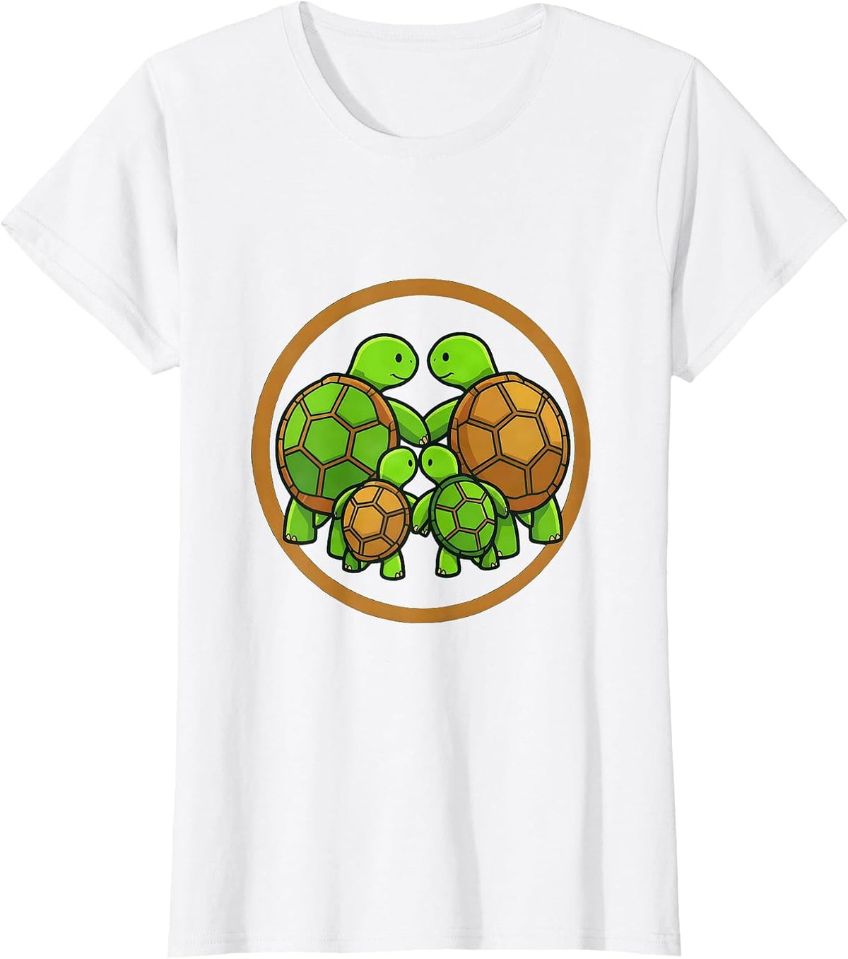 Family of Turtles Matching Patterned Shells Design T-Shirt - White
