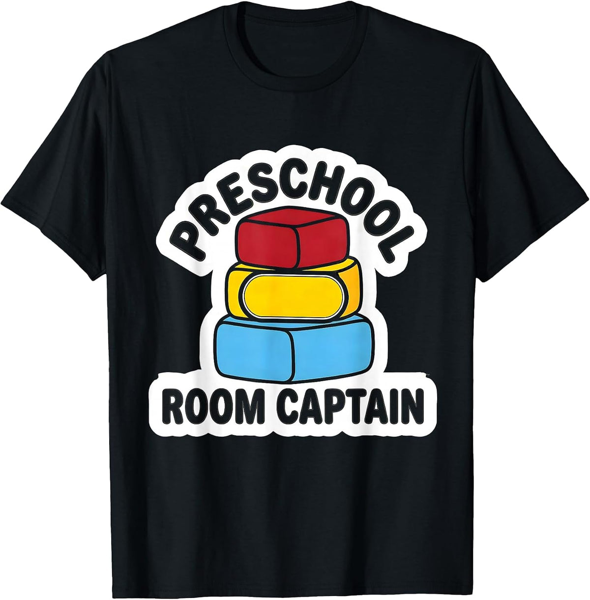 Men's Preschool Room Captain Playful Teacher Appreciation Back T-Shirt - Black