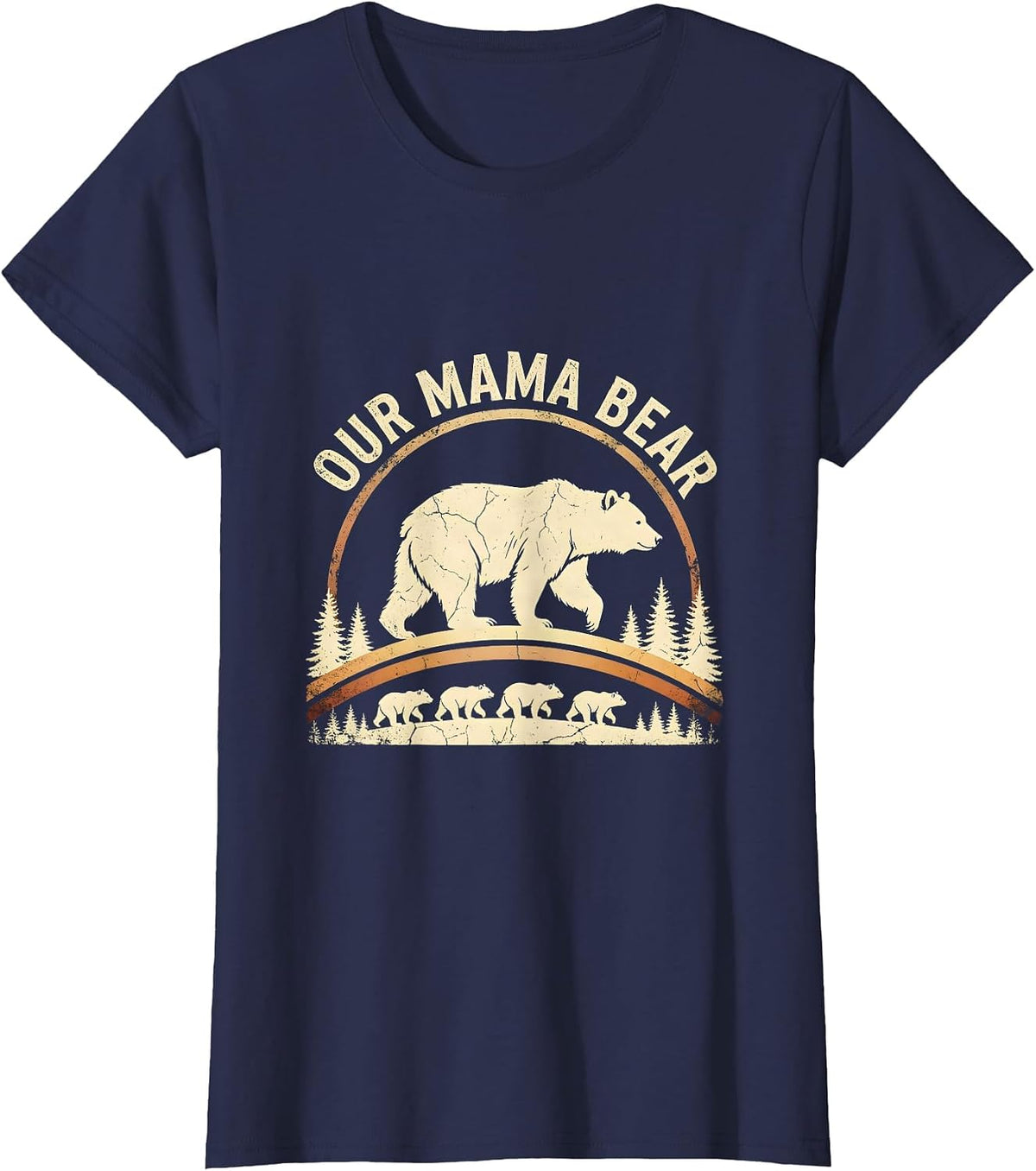 Women's Our Mama Bear Boho Western Mama Cub Matching Family T-Shirt - Navy Blue