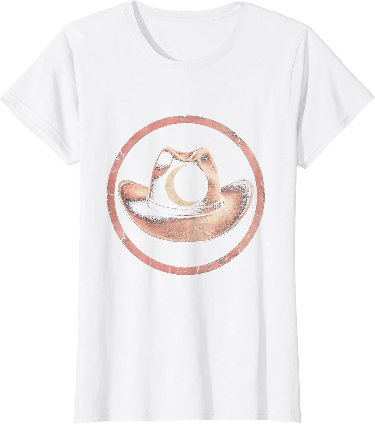 Women's Cowgirl Hat Crescent Moon Western Graphic T-Shirt - White