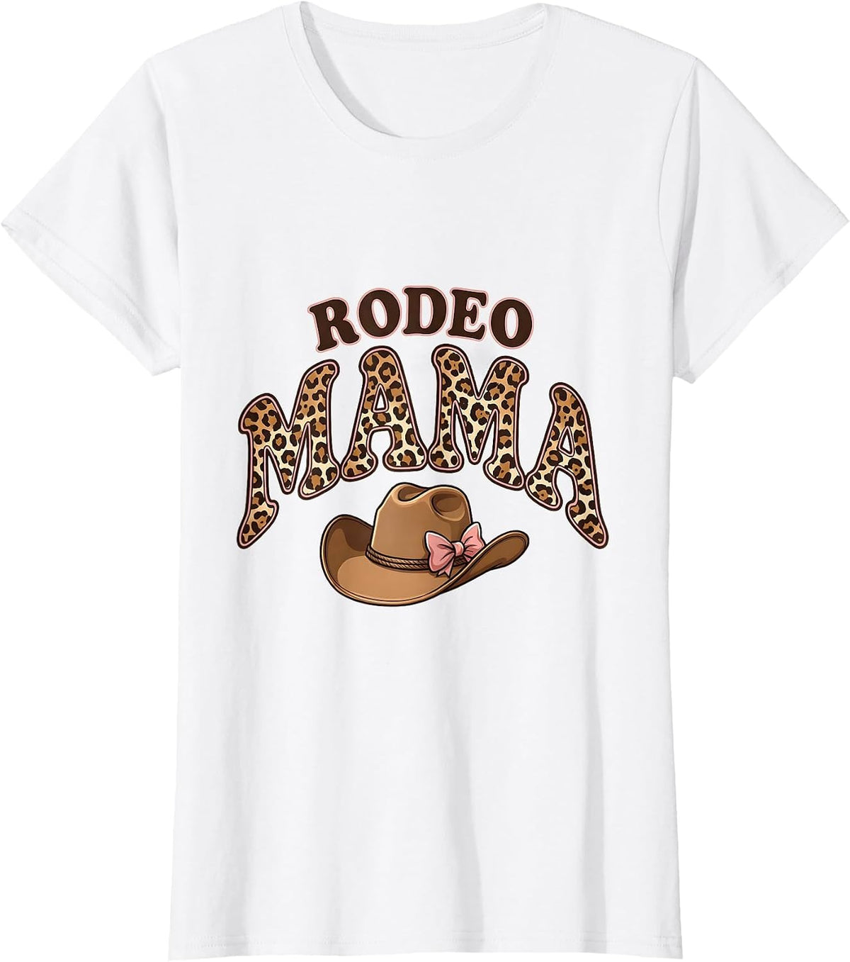 Rodeo Mama Leopard Print Cowgirl Birthday Party Family T-Shirt - White