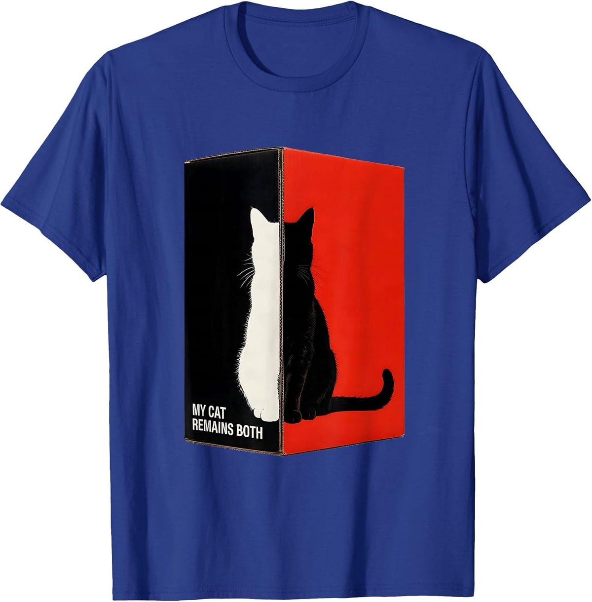 Men's My Cat Remains Both Funny Science Cat Owner Quantum Physics T-Shirt - Royal Blue