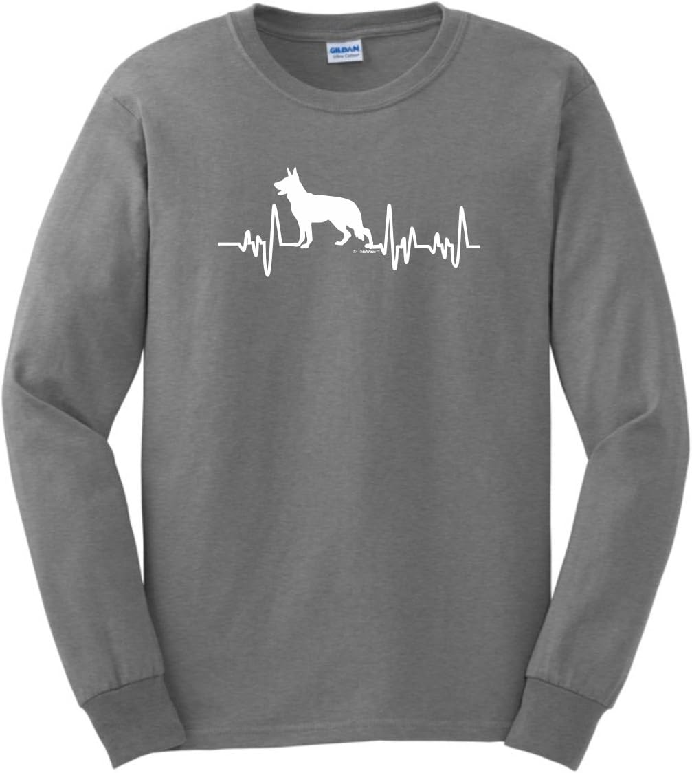 German Shepherd Gifts Dog Lover Heartbeat Long Sleeve T-Shirt - Sport Grey