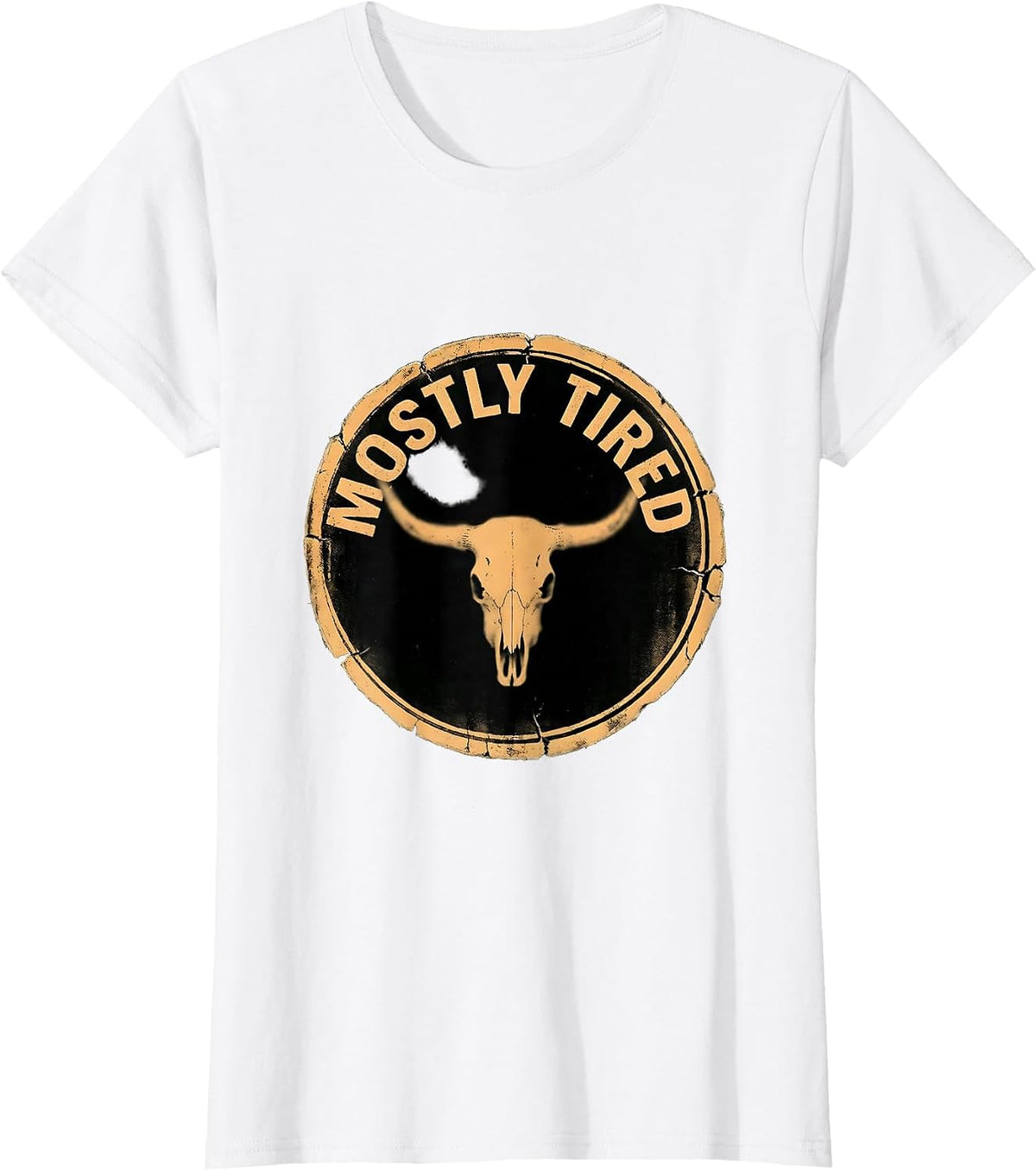 Mostly Tired Vintage Distressed Boho Western T-Shirt - White