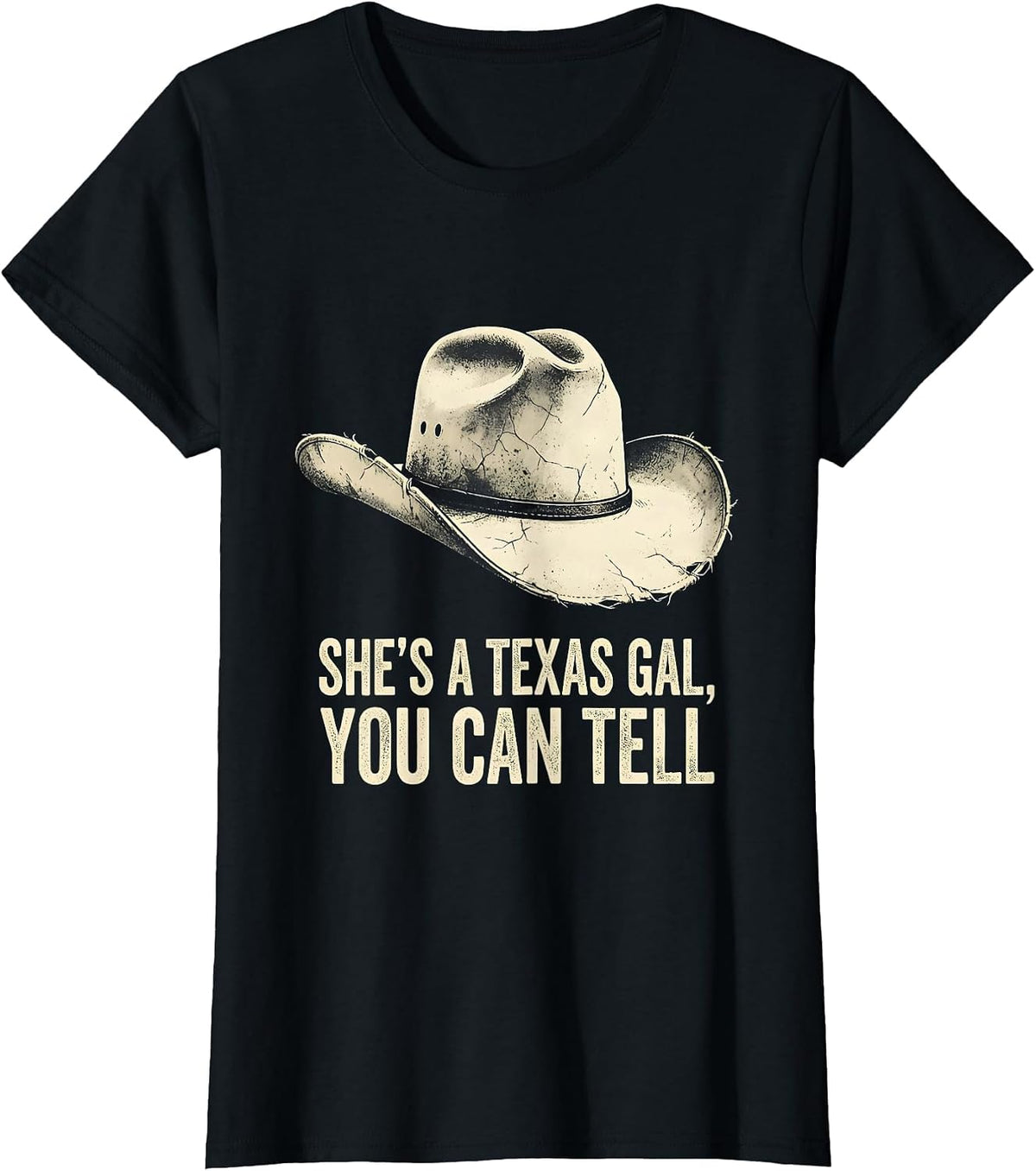 Women's She's A Texas Gal, You Can Tell Boho Western Cowgirl Pride T-Shirt - Black