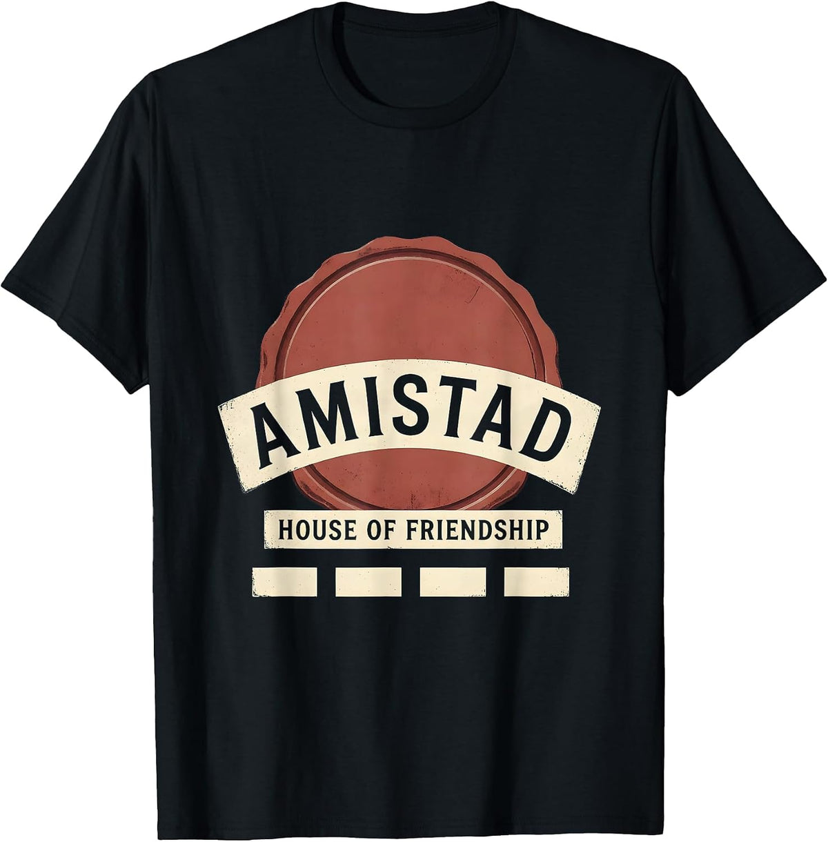 Men's Amistad House of Friendship Vintage Teachers Students School T-Shirt - Black