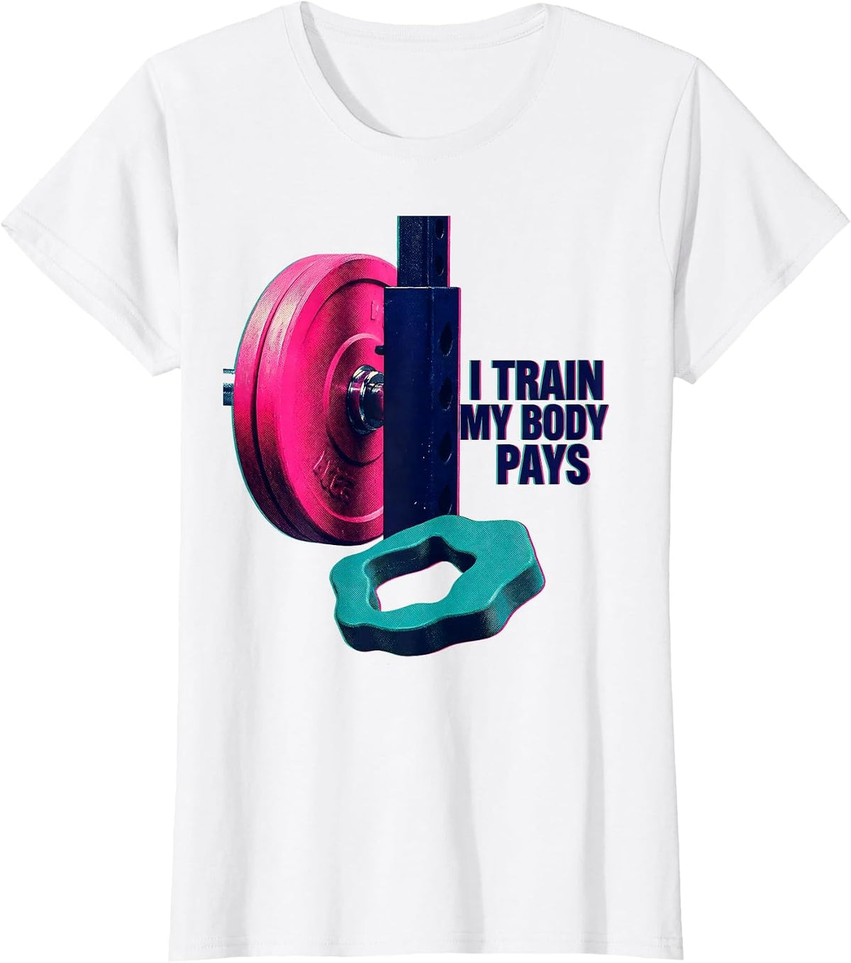 Women's I Train My Body Pays Funny Gym Workout Humor Weightlifting T-Shirt - White