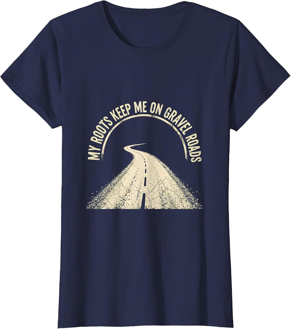 Women's My Roots Keep Me On Gravel Roads Boho Western Country Music T-Shirt - Navy Blue