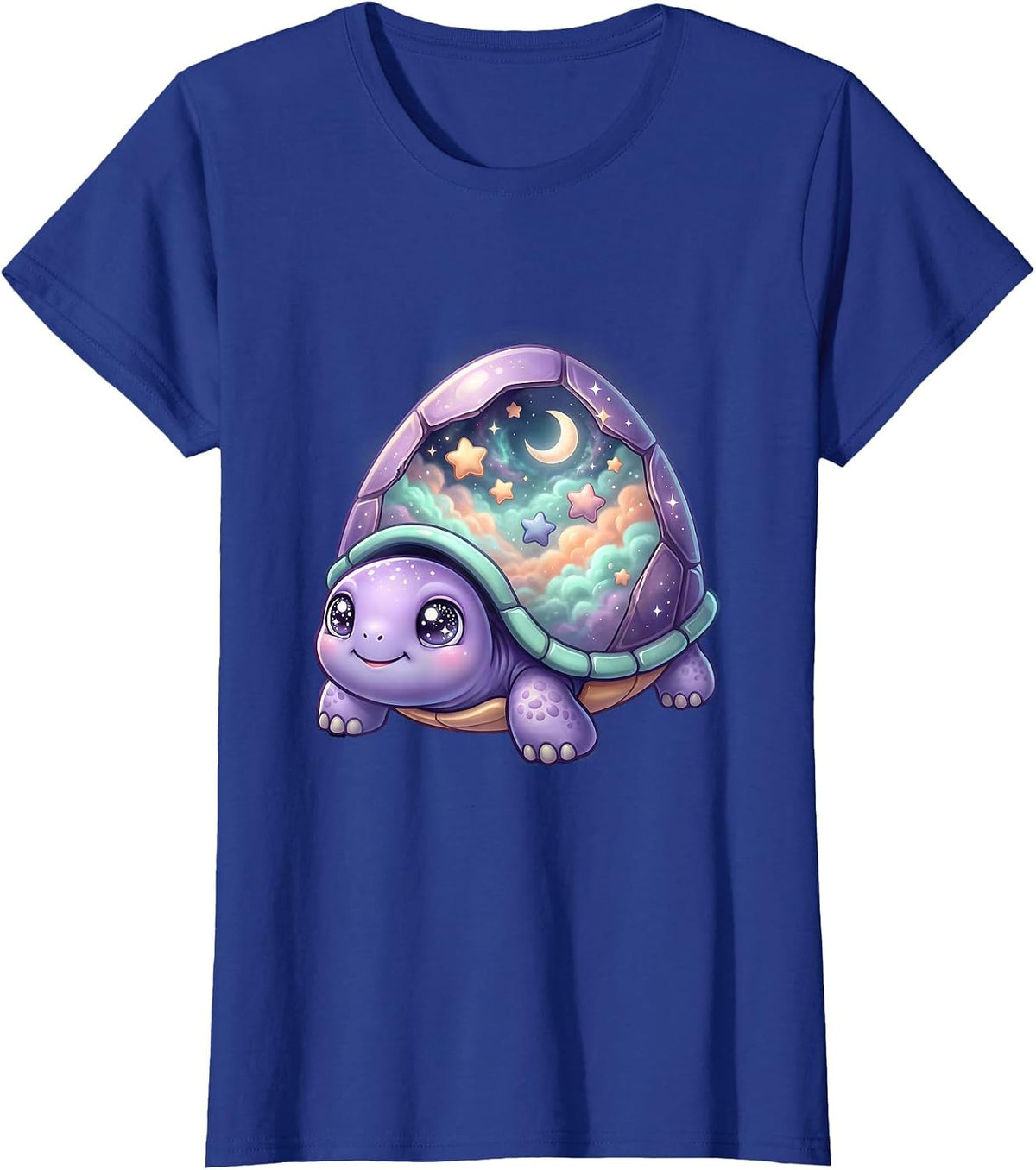 Women's Cosmic Turtle Shell Galaxy Universe Design T-Shirt - Royal Blue