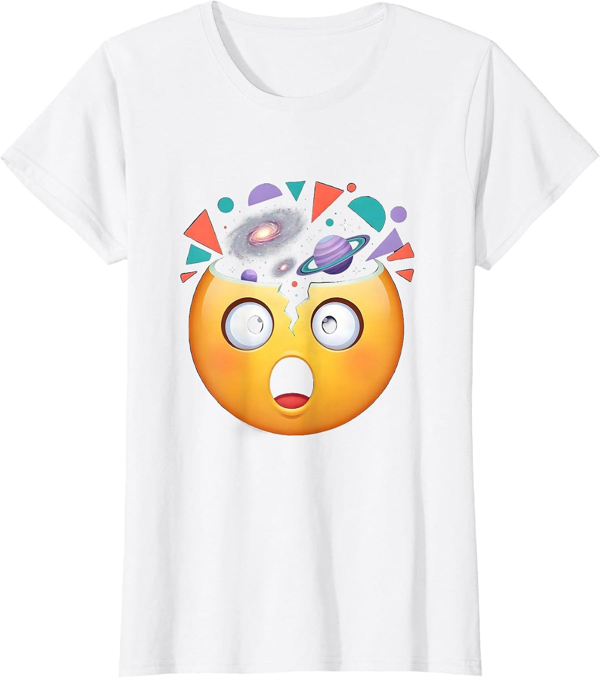 Women's Exploding Mind Cosmic Brain Graphic Tee T-Shirt - White