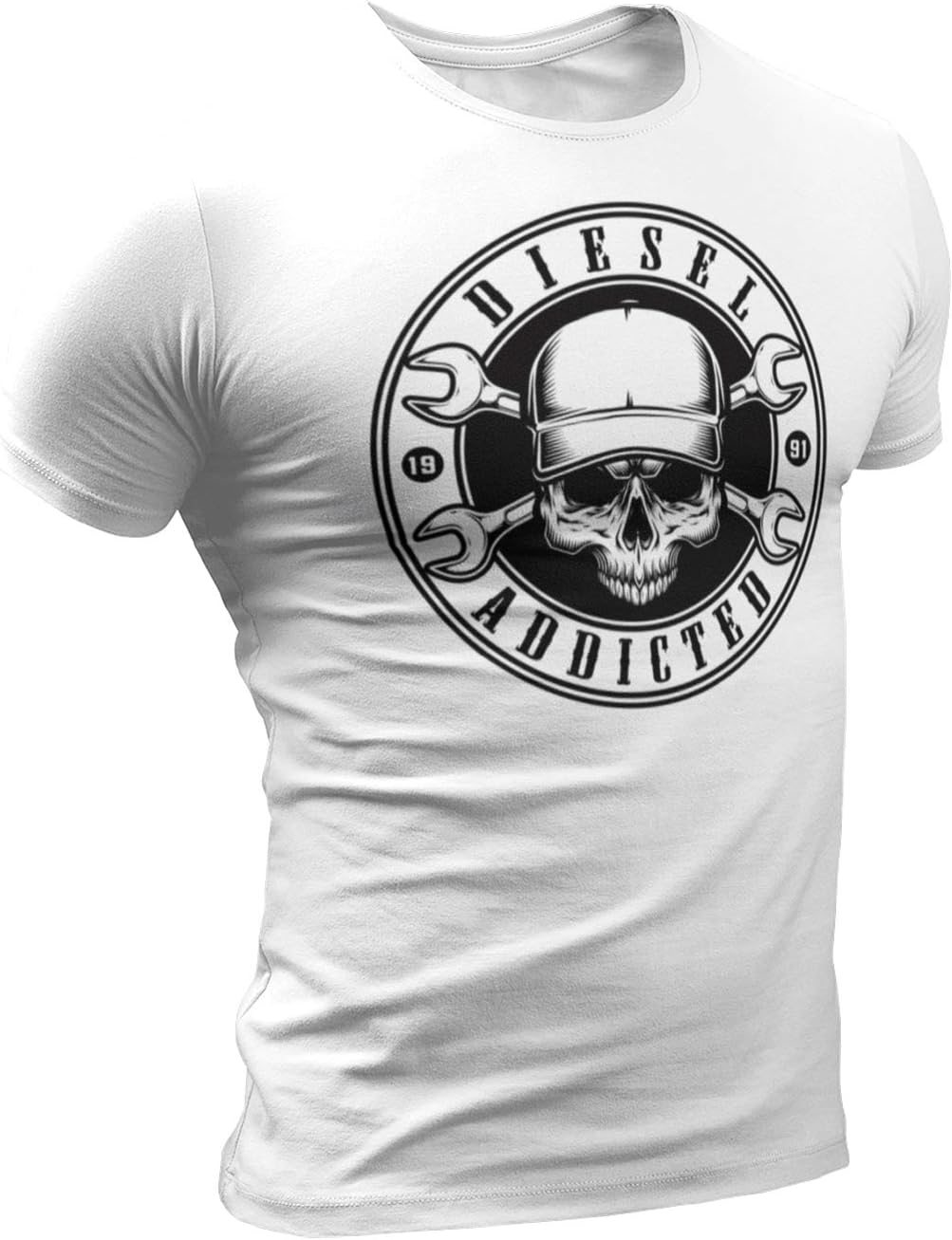 Truck Driver Shirt, Trucker, Diesel Mechanic Gift T-Shirt, Funny Black Tshirt Mens 7 - 1. Diesel Addicted White