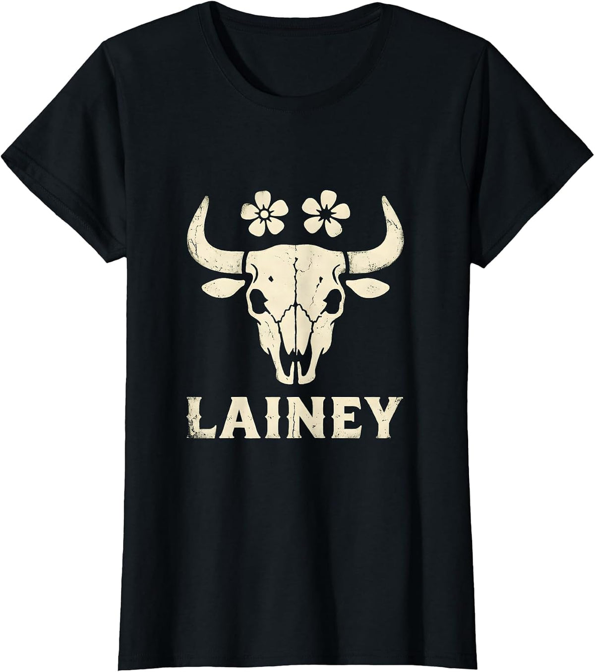 Lainey Boho Western Cowgirl Personalized Name Gift T-Shirt - Black