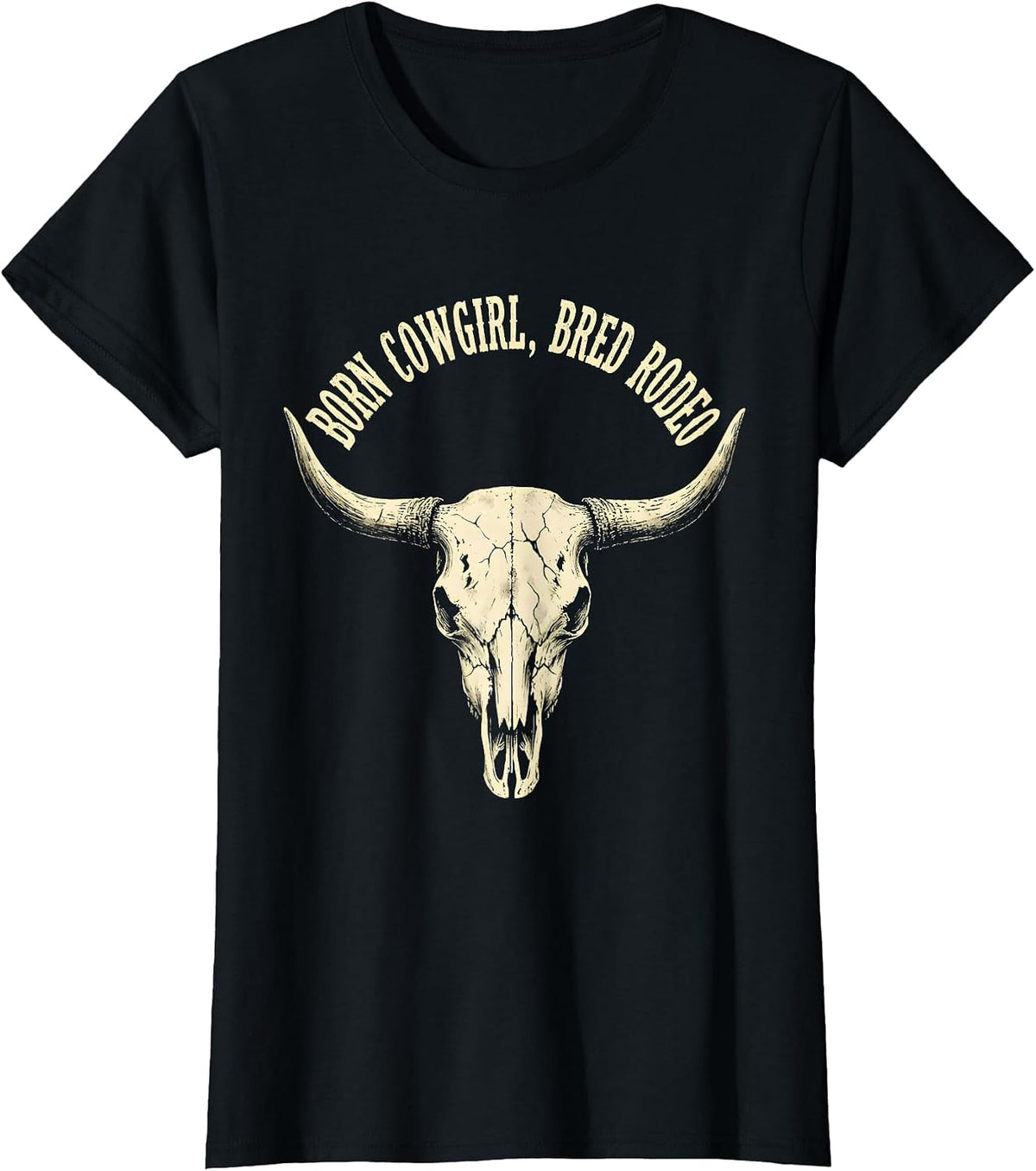 Women's Born Cowgirl Bred Rodeo Boho Western Humor Cowboy Pride T-Shirt - Black
