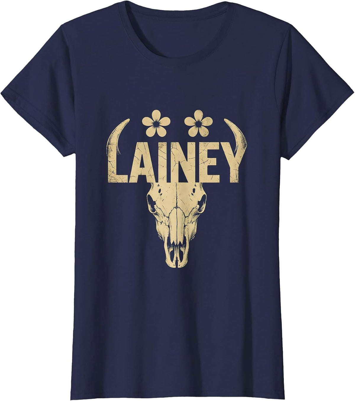 Women's Lainey Boho Western Cowgirl Personalized Gift for Girls T-Shirt - Navy Blue