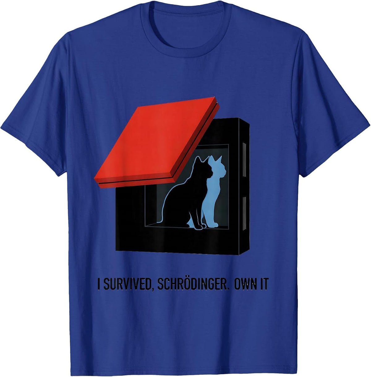 I Survived, Schrödinger Own It Bauhaus Modernist Science T-Shirt - Royal Blue