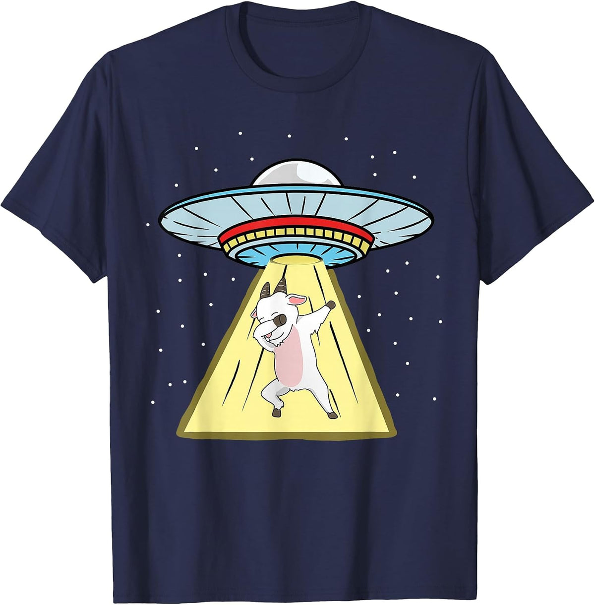 UFO Abduction Dabbing Goat T-Shirt - Navy Blue