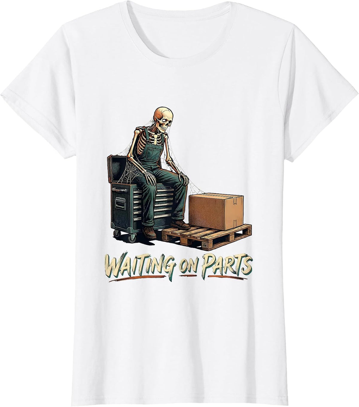 Waiting On Parts Funny Mechanic Auto Repair Technician Dad T-Shirt - White