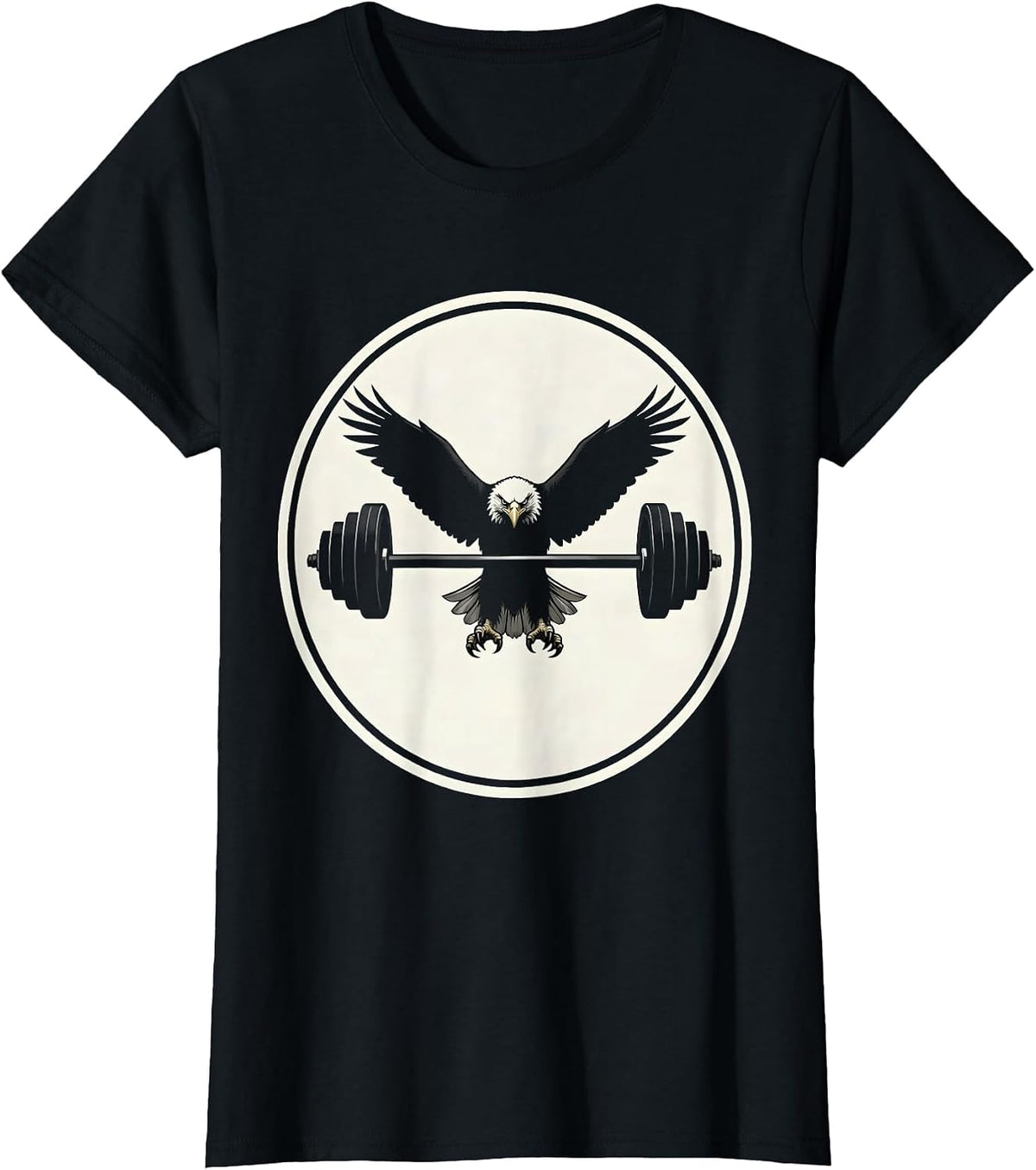 Eagle Soaring Dumbbell Wings Gym Graphic T-Shirt - Black