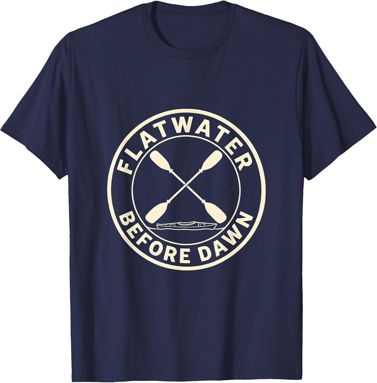 Flatwater Before Dawn Kayak Paddler Design T-Shirt - Navy Blue