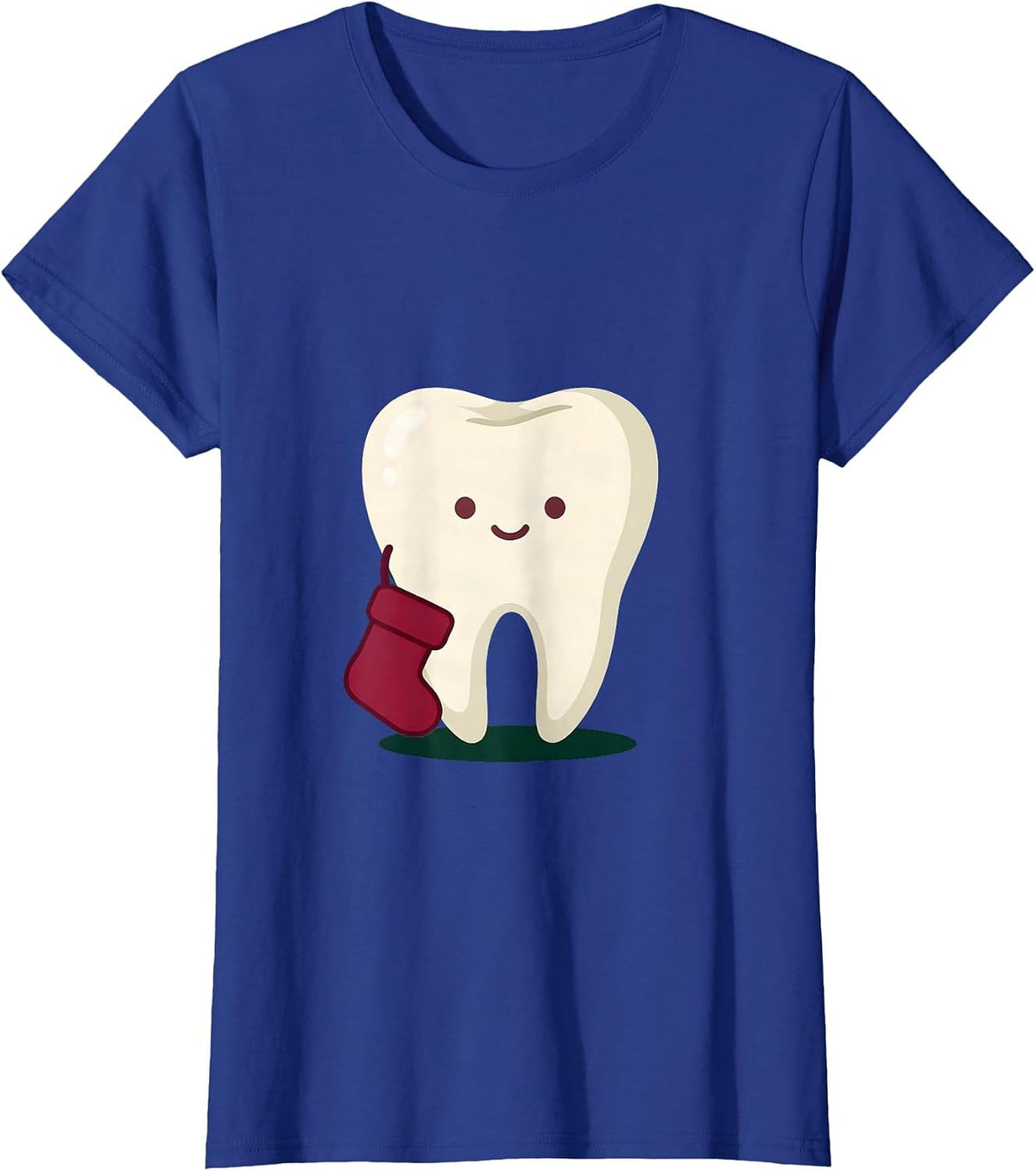 Women's Broad Tooth Mascot Cute Kawaii Dentist Christmas T-Shirt - Royal Blue