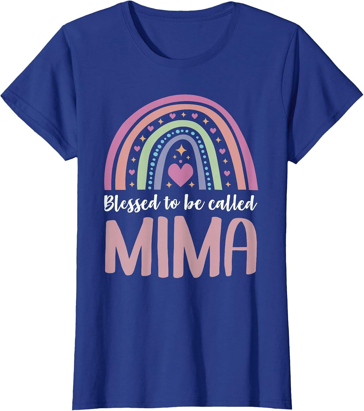 Mima Tee Shirt for Grandma Women Mothers Day Blessed Mima T-Shirt - Royal Blue