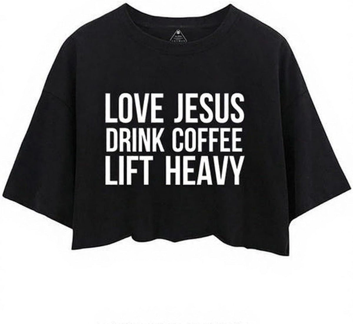 IRON PANDA Christmas Shirts for Women Crop Tops-Squad Goals Gym Tank,Cotton Workout Tee-Love Jesus Drink Coffee Lift - Black
