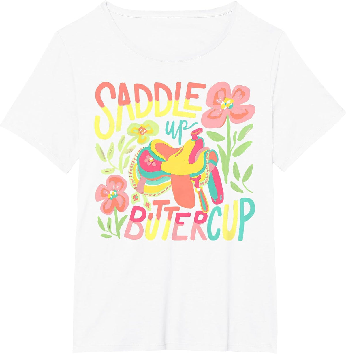 Saddle Up Buttercup Pastel Country Western Cowgirl Howdy T-Shirt - White