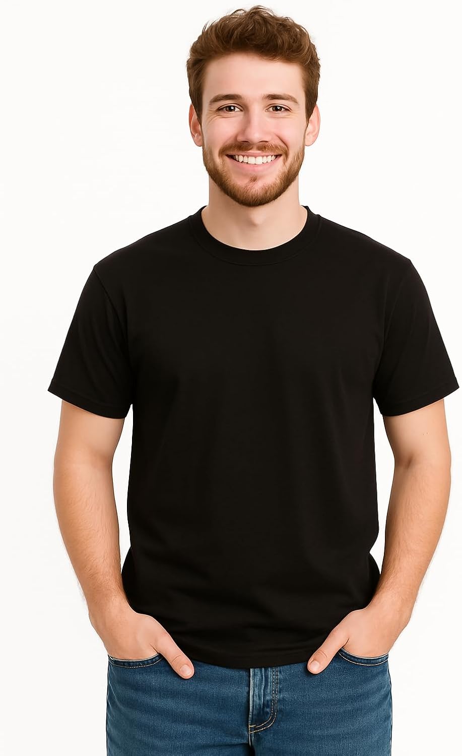 Men’s T-Shirts Ringspun Cotton Crew Neck Tee Shirts|Casual Wear T Shirt | Pre Shrunk with Panel Wash - Black