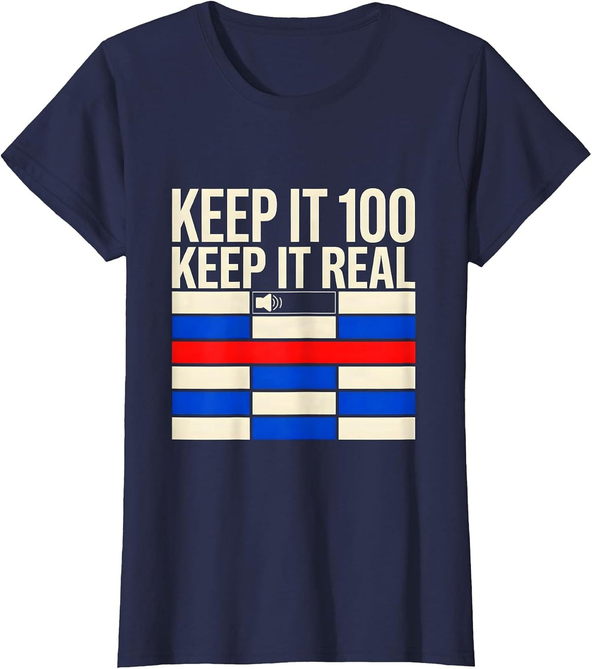 Women's Keep It 100 Keep It Real Geometric Hip Hop Rap Nostalgia T-Shirt - Navy Blue