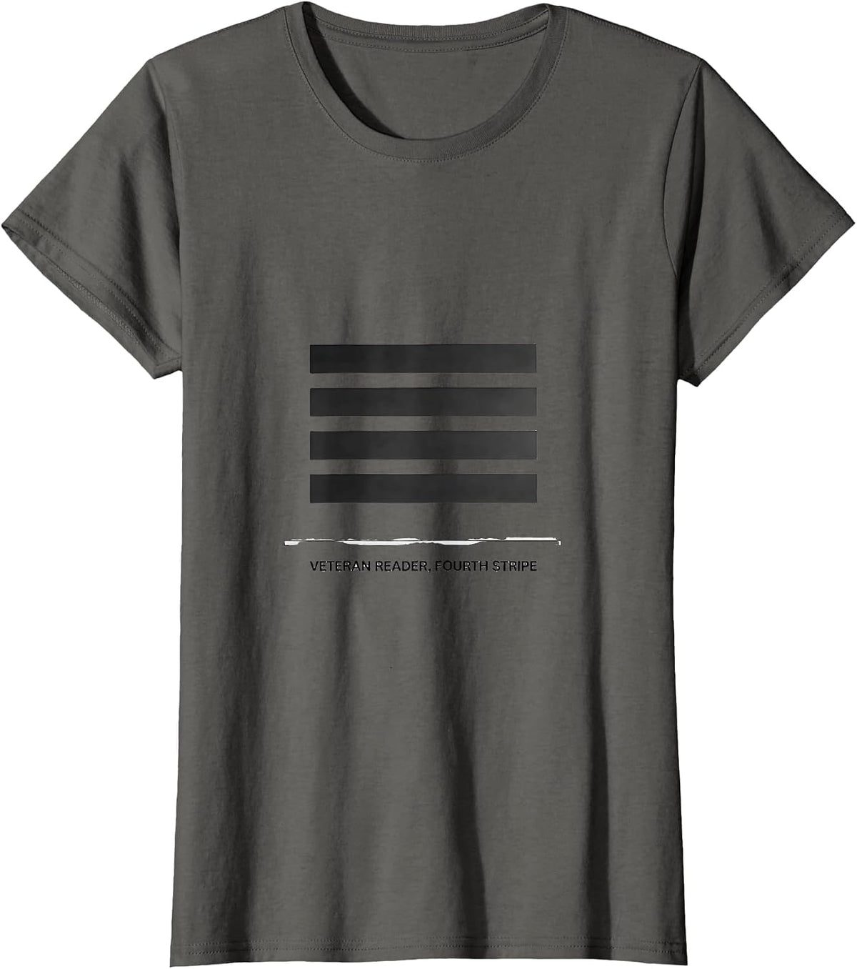 Women's Veteran Reader Fourth Stripe Minimalist Bookworm Reader T-Shirt - Asphalt Grey