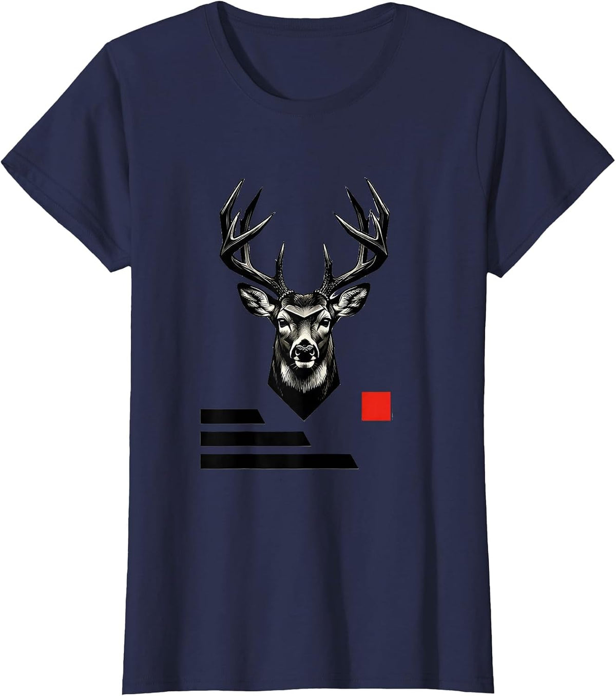 Women's Geometric Whitetail Crown Deer Hunting Dad Humor T-Shirt - Navy Blue