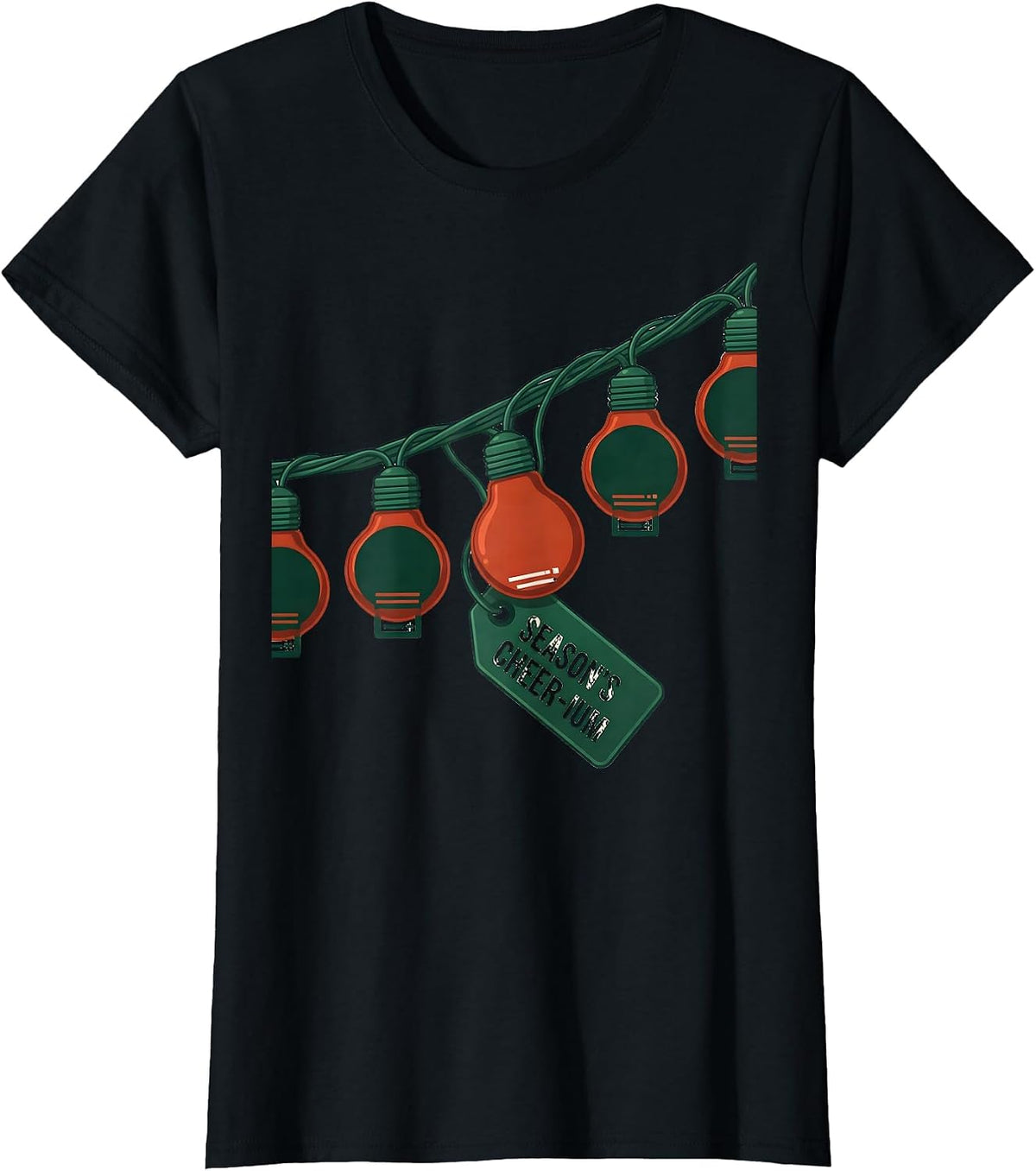 Women's Season's Cheer-ium Funny Chemistry Periodic Table Pun T-Shirt - Black
