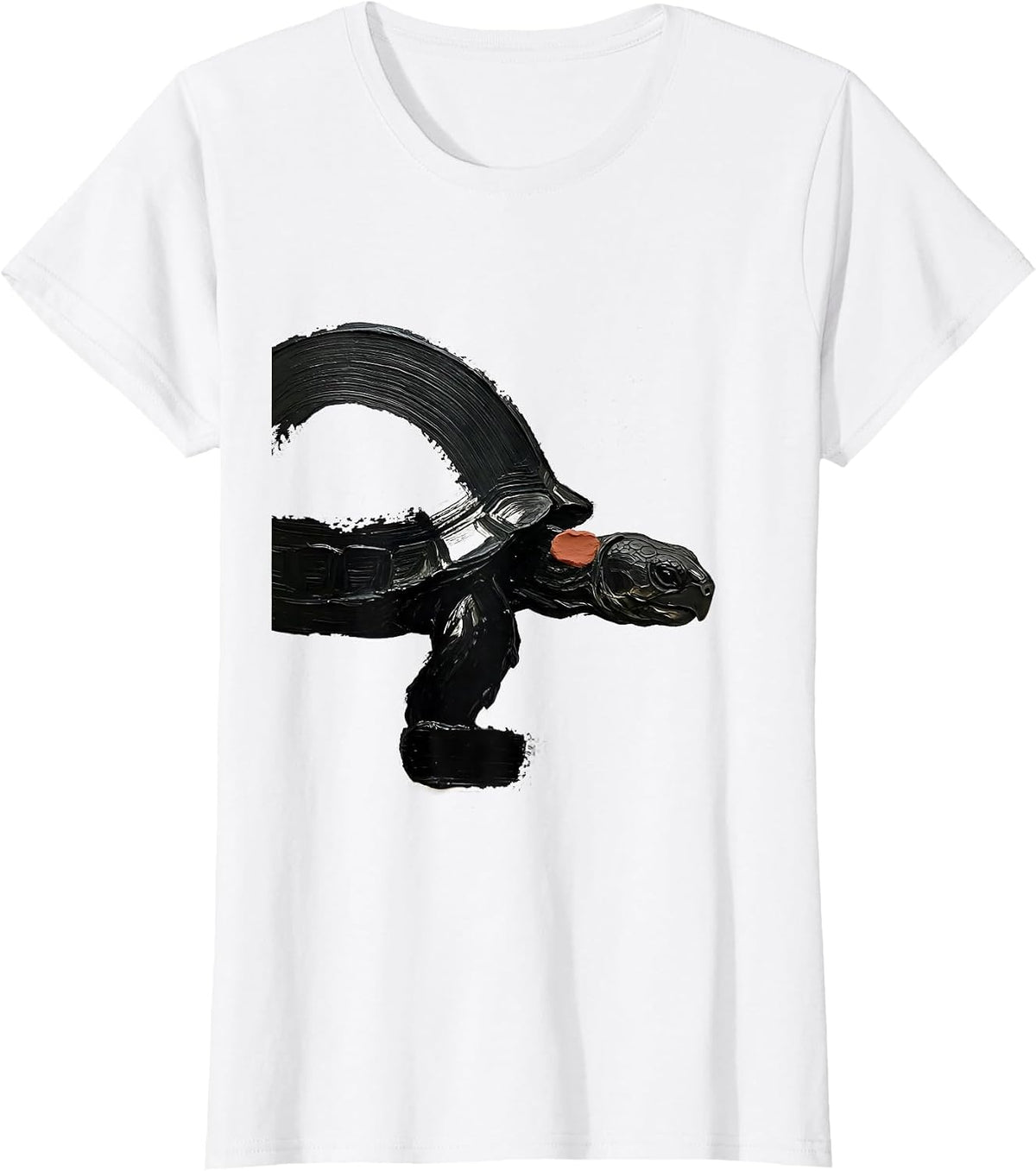 Women's Tortoise Calm Brush Stroke Pet Lover Humor T-Shirt - White