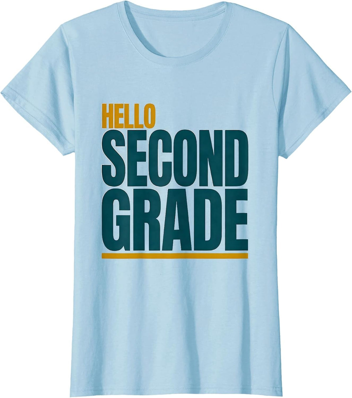 Hello, Second Grade Retro Teacher Student Back To School T-Shirt - Baby Blue