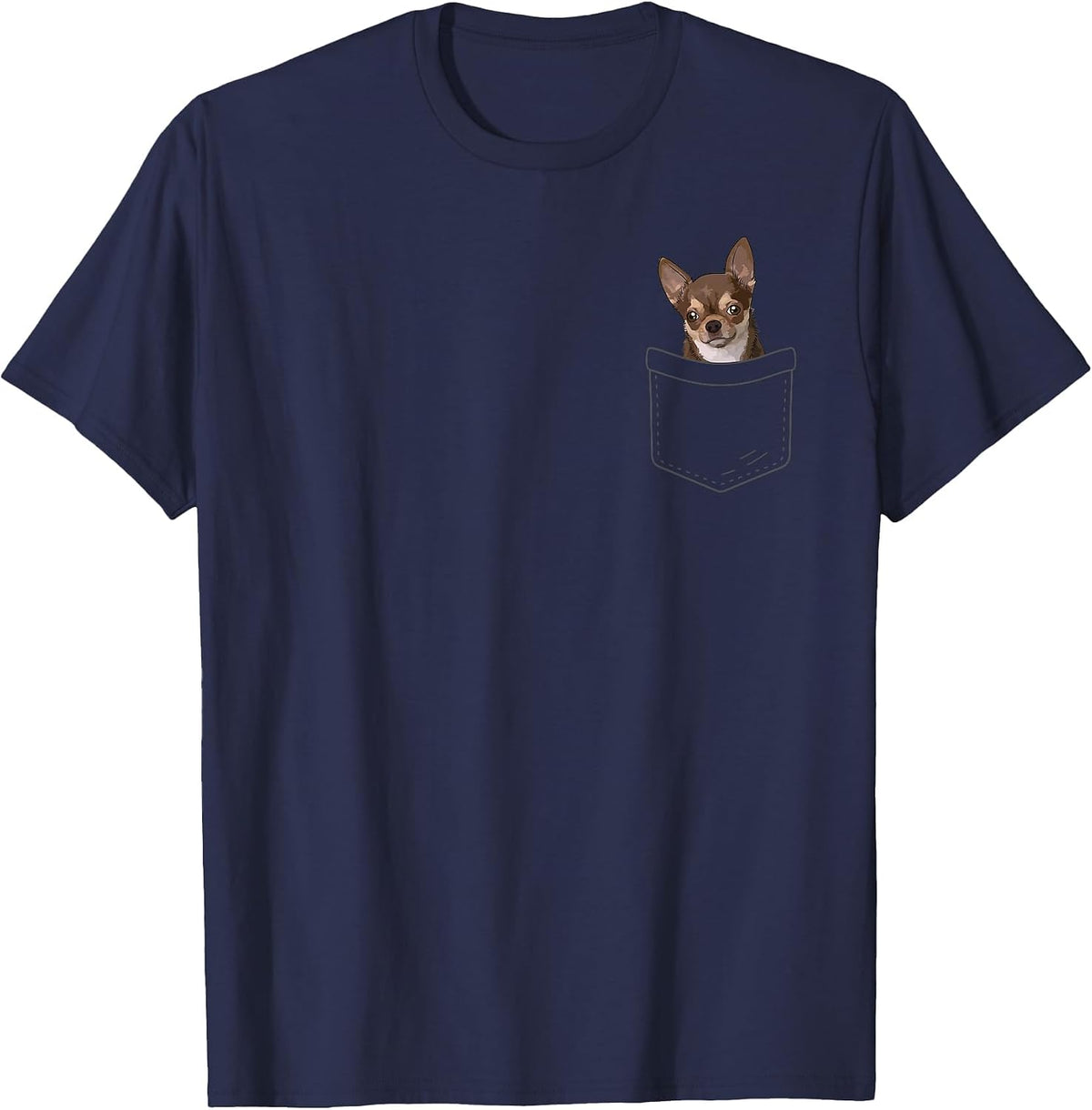 Cute Chihuahua Pocket for Men Women Animal Dog Owner Trainer T-Shirt - Navy Blue