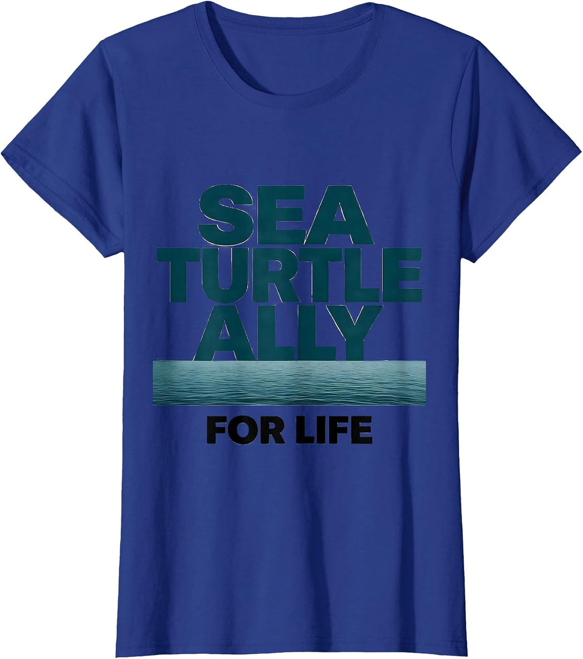 Women's Sea Turtle Ally For Life Beach Souvenir Tropical Vacation T-Shirt - Royal Blue